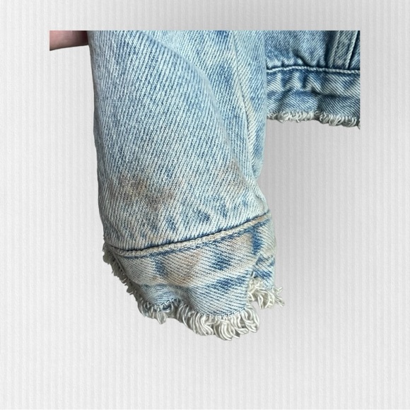 Men’s distressed TOPMAN jean jacket size large - Picture 6 of 7